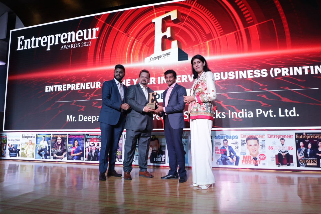 Entrepreneur of the Year, 2022, for Printing & Packaging Business @ JW Mariott, Delhi